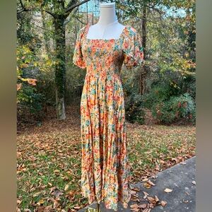 Boutique fall floral maxi dress